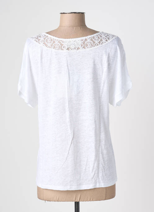 Tricou croială cambrată mâneci scurte alb BLANC BOHEME femme