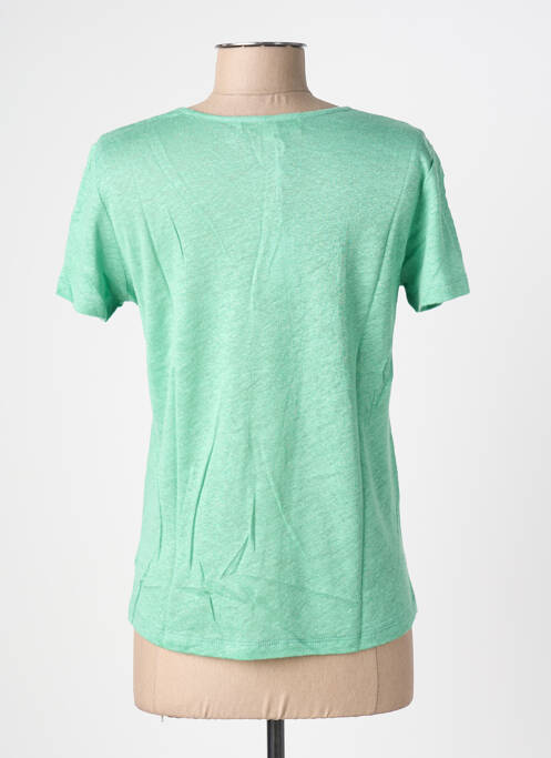 Tricou serigrafie flockată mâneci scurte verde BLANC BOHEME femme