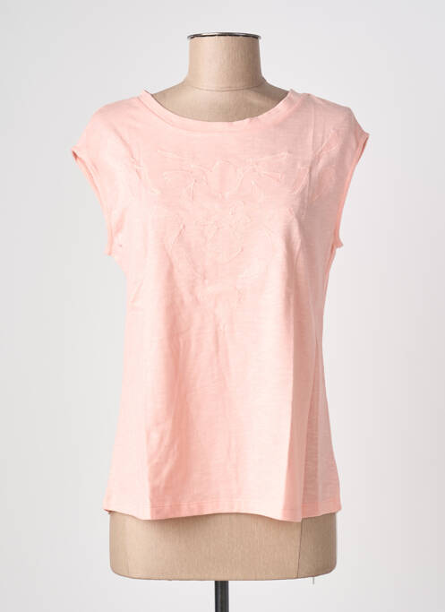 Tricou croială cambrată mâneci scurte roz BLANC BOHEME femme