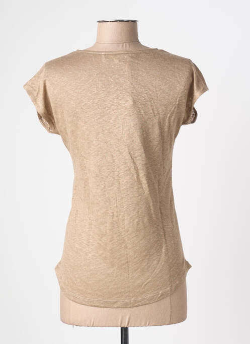 Tricou croială cambrată mâneci scurte maro BLANC BOHEME femme