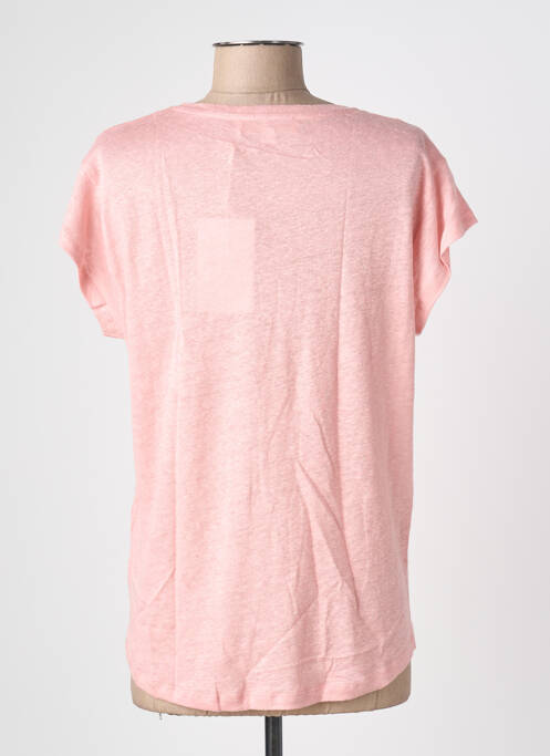 Tricou guler în v mâneci scurte roz BLANC BOHEME femme