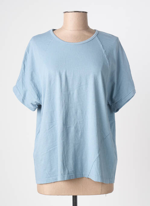 Tricou croială dreaptă mâneci scurte albastru BLANC BOHEME femme