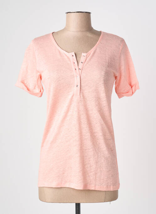 Tricou croială cambrată mâneci scurte roz BLANC BOHEME femme