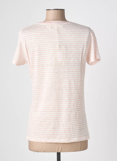 Tricou croială dreaptă mâneci scurte roz BLANC BOHEME femme