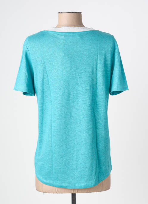 Tricou croială dreaptă mâneci scurte albastru BLANC BOHEME femme