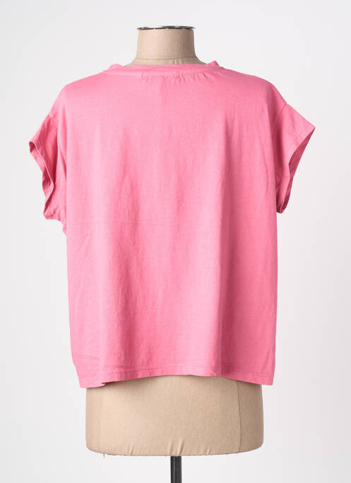 Tricou guler rotund mâneci scurte roz BLANC BOHEME femme