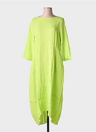 Rochie lungă țesătură crep mâneci 3/4 verde BLANC BOHEME femme