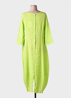 Rochie lungă țesătură crep mâneci 3/4 verde BLANC BOHEME femeie