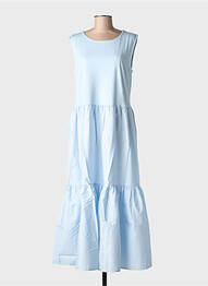 Rochie lungă croială evazată fără mâneci albastru BLANC BOHEME femme