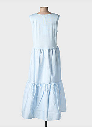 Rochie lungă croială evazată fără mâneci albastru BLANC BOHEME femeie