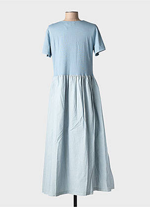 Rochie lungă mâneci scurte mâneci scurte albastru BLANC BOHEME femeie