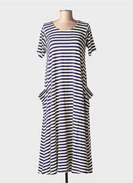 Rochie lungă mâneci scurte mâneci scurte albastru BLANC BOHEME femme