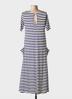 Rochie lungă mâneci scurte mâneci scurte albastru BLANC BOHEME femeie