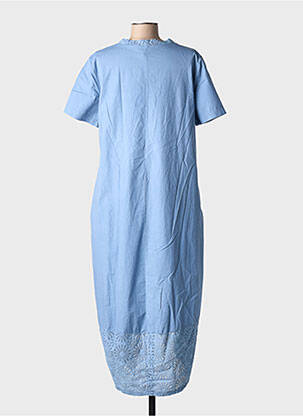 Rochie midi mâneci scurte mâneci scurte albastru BLANC BOHEME femeie