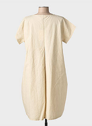 Rochie midi mâneci scurte mâneci scurte bej BLANC BOHEME femeie