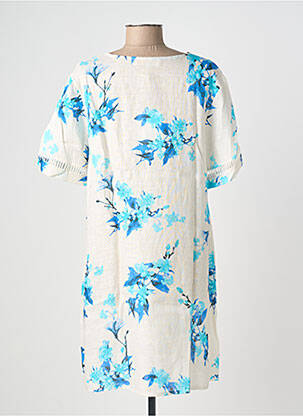 Rochie scurtă mâneci scurte mâneci scurte albastru BLANC BOHEME femeie