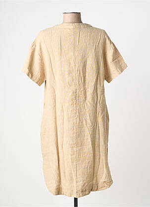 Rochie scurtă mâneci scurte mâneci scurte bej BLANC BOHEME femeie
