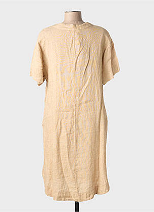 Rochie scurtă mâneci scurte mâneci scurte bej BLANC BOHEME femeie