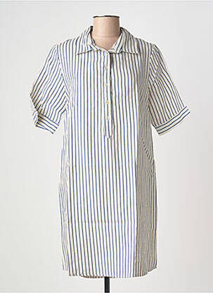 Rochie scurtă mâneci scurte mâneci scurte albastru BLANC BOHEME femeie
