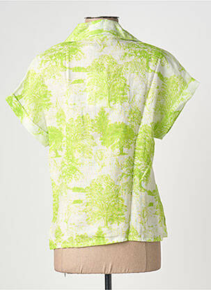 Cămașă țesătură crep mâneci scurte verde BLANC BOHEME femeie
