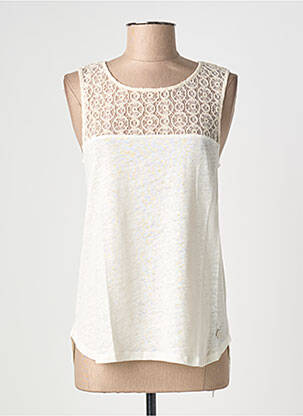 Top țesătură jersey fără mâneci bej BLANC BOHEME femeie