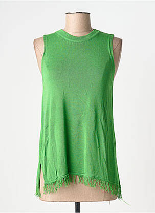 Pulover tunică elasticitate fără mâneci verde BLANC BOHEME femme