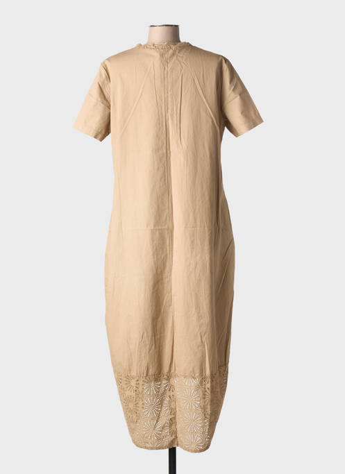 Rochie midi mâneci scurte mâneci scurte maro BLANC BOHEME femme