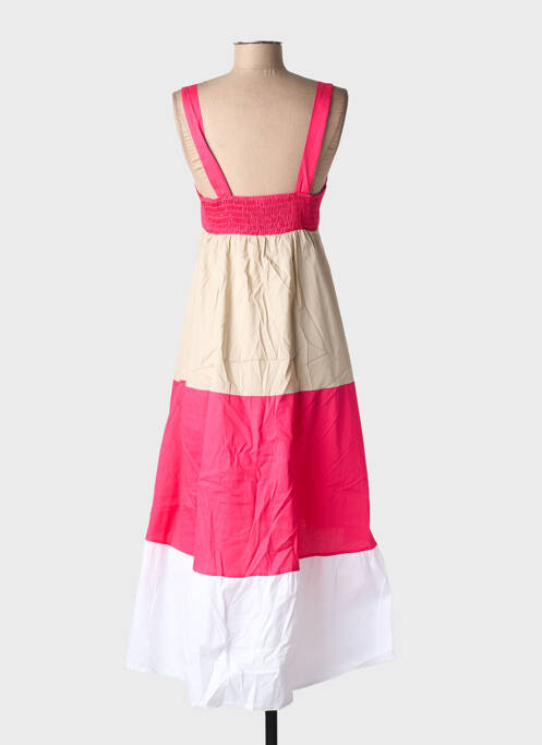Rochie lungă croială evazată bretele subțiri roz BLANC BOHEME femme