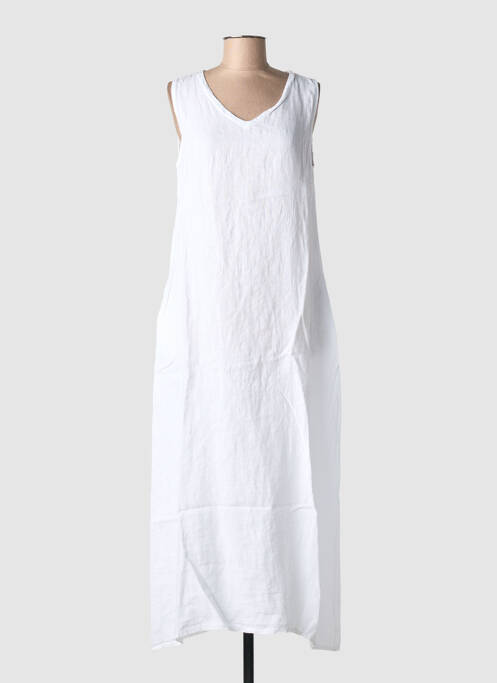 Rochie lungă țesătură crep fără mâneci alb BLANC BOHEME femme