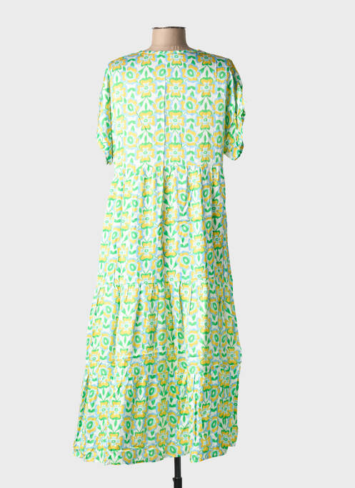 Rochie midi croială fluidă mâneci scurte verde BLANC BOHEME femme