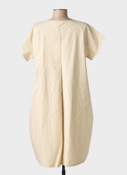 Rochie midi mâneci scurte mâneci scurte bej BLANC BOHEME femme