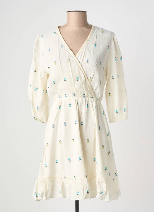 Rochie scurtă mâneci 3/4 mâneci 3/4 bej BLANC BOHEME femme