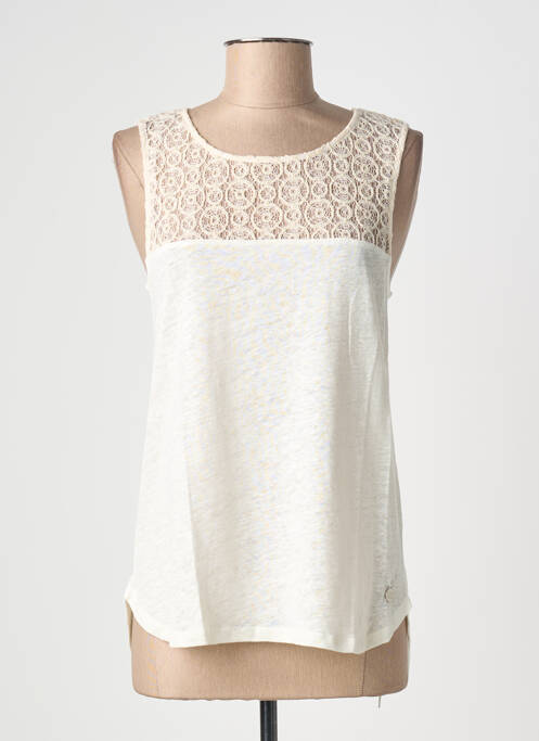 Top țesătură jersey fără mâneci bej BLANC BOHEME femme