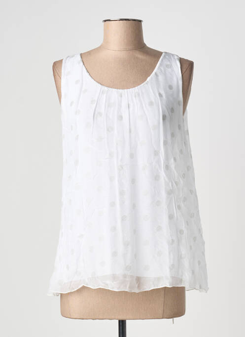 Top croială fluidă fără mâneci alb BLANC BOHEME femme
