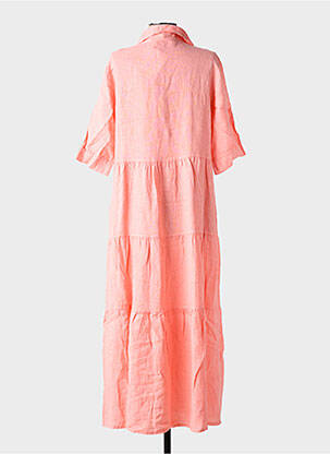 Rochie lungă mâneci scurte mâneci scurte roz BLANC BOHEME femeie