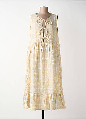 Rochie lungă croială evazată fără mâneci bej BLANC BOHEME femeie