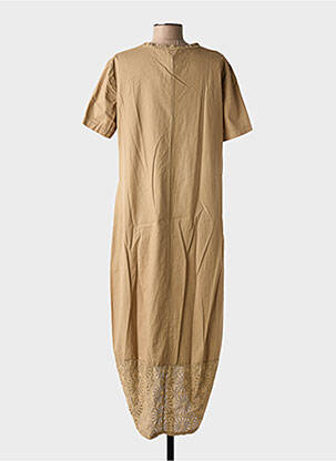 Rochie midi mâneci scurte mâneci scurte maro BLANC BOHEME femeie