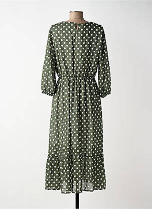 Rochie lungă țesătură crep mâneci 3/4 verde BLANC BOHEME femeie