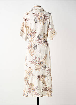 Rochie midi țesătură crep mâneci scurte bej BLANC BOHEME femeie