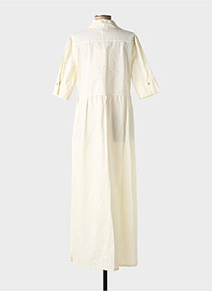 Rochie lungă mâneci scurte mâneci scurte bej BLANC BOHEME femeie