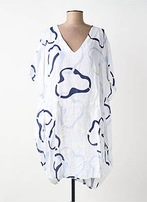 Rochie scurtă mâneci scurte mâneci scurte alb BLANC BOHEME femeie