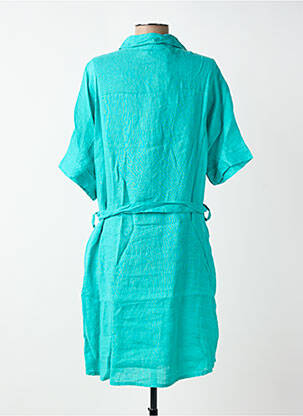 Rochie midi țesătură crep mâneci scurte verde BLANC BOHEME femeie