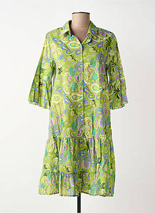 Rochie scurtă mâneci 3/4 mâneci 3/4 verde BLANC BOHEME femeie