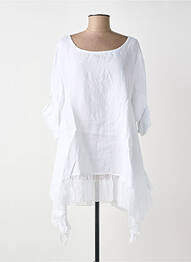 Tunică mâneci lungi țesătură crep alb BLANC BOHEME femme