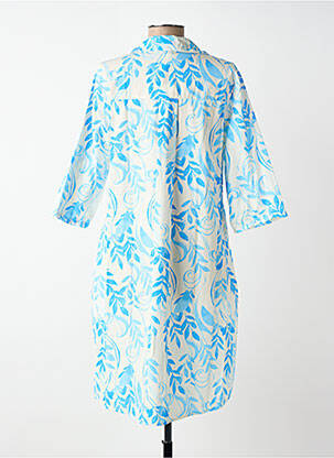Rochie midi imprimeu floral mâneci 3/4 albastru BLANC BOHEME femeie