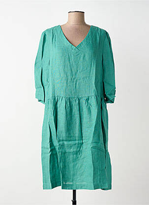 Rochie midi mâneci 3/4 mâneci 3/4 verde BLANC BOHEME femeie