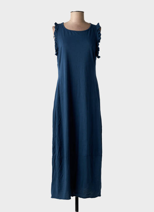 Rochie lungă mâneci scurte mâneci scurte albastru BLANC BOHEME femme