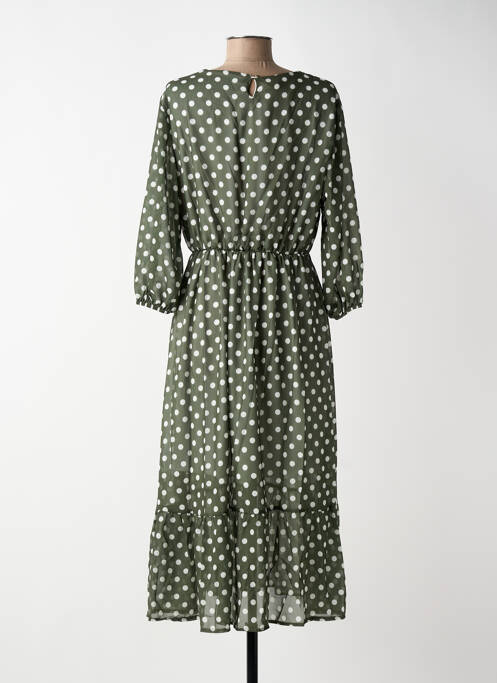 Rochie lungă țesătură crep mâneci 3/4 verde BLANC BOHEME femme