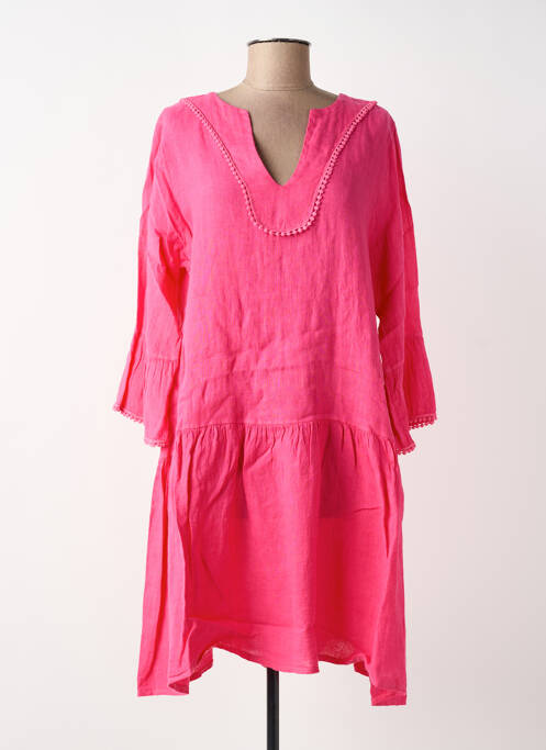 Rochie midi mâneci lungi mâneci lungi roz BLANC BOHEME femme