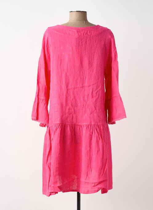Rochie midi mâneci lungi mâneci lungi roz BLANC BOHEME femme